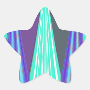 Pegatina En Forma De Estrella Impresión de arte de Chevron azul morado cian con