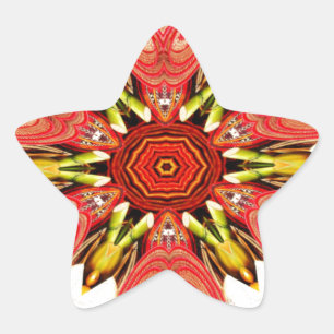 Pegatina En Forma De Estrella Impresión de arte floral Doodle