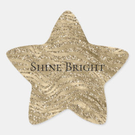 Pegatina En Forma De Estrella Impresión de cebra Purpurina Gold Glam Glitzy