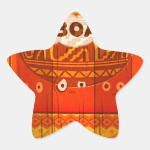 Pegatina En Forma De Estrella Impresión de colores tradicionales africanos rojos