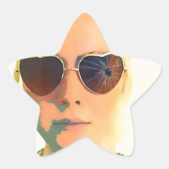 Pegatina En Forma De Estrella Impresión de gafas rotas (Anverso)