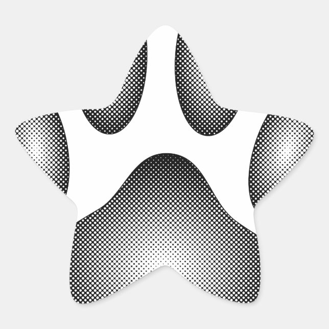 Pegatina En Forma De Estrella Impresión de garras de perro en gradientes blancos (Anverso)