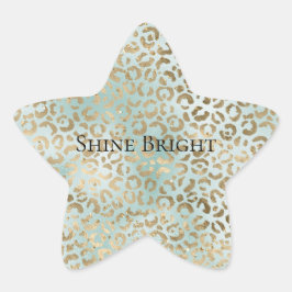 Pegatina En Forma De Estrella Impresión de glitz Sparkle Leopardo de oro Aqua Mi