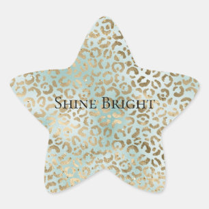 Pegatina En Forma De Estrella Impresión de glitz Sparkle Leopardo de oro Aqua Mi