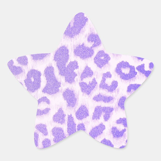Pegatina En Forma De Estrella Impresión de leopardo morado y blanco (Anverso)