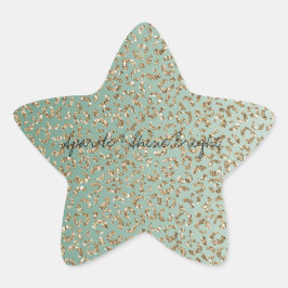 Pegatina En Forma De Estrella Impresión de leopardo Purpurina de oro verde esmer