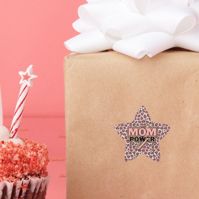 Pegatina En Forma De Estrella Impresión de leopardo rosa de Mamá Power (Subido por el creador)