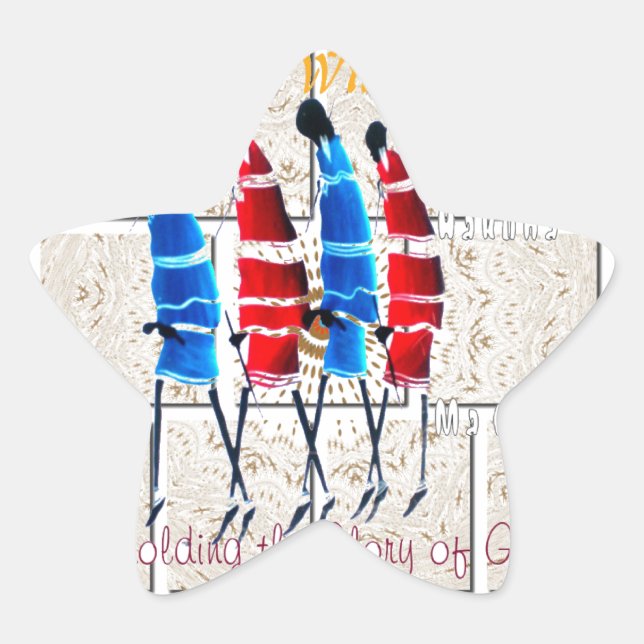 Pegatina En Forma De Estrella Impresión del arte cristiano masái morans (Anverso)