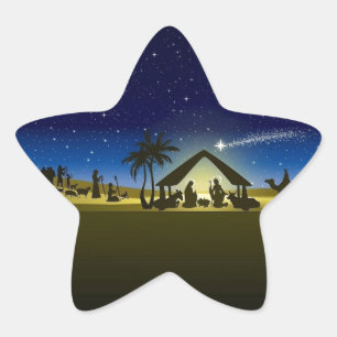 Pegatina En Forma De Estrella impresión hermosa de la imagen de la natividad del