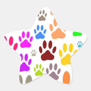 Pegatina En Forma De Estrella Impresiones de hojas de perro por todas partes