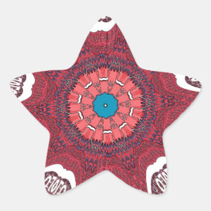 Pegatina En Forma De Estrella Imprimir arte de patrón tribal étnico sindhi