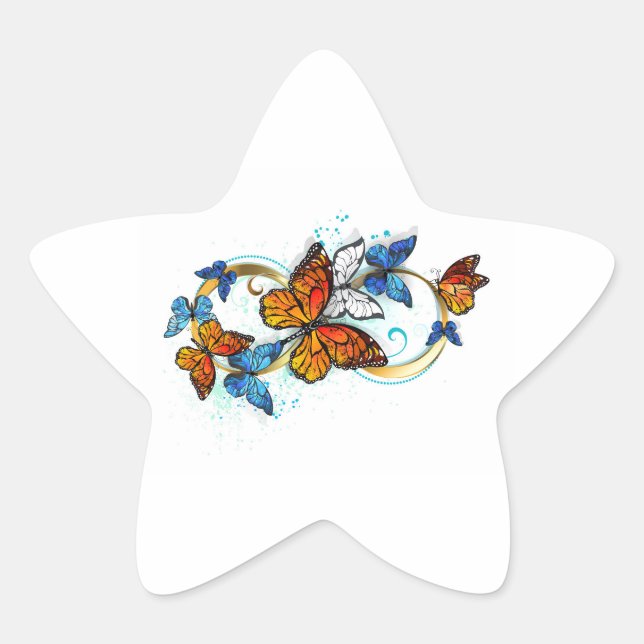 Pegatina En Forma De Estrella Infinidad de Mariposas Monarca (Anverso)