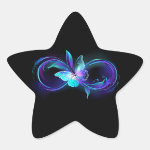 Pegatina En Forma De Estrella Infinito brillante con mariposa mágica