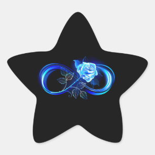 Pegatina En Forma De Estrella Infinito brillante con rosa azul