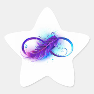 Pegatina En Forma De Estrella Infinito con plumas púrpura
