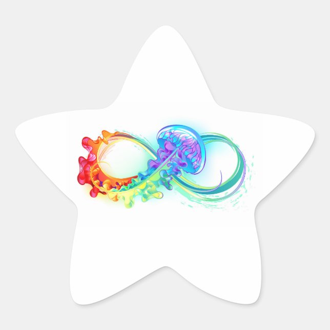 Pegatina En Forma De Estrella Infinity with Rainbow Jellyfish (Anverso)