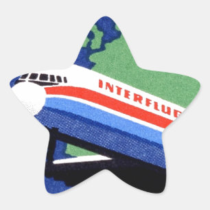 Pegatina En Forma De Estrella INTERFLUG - Aerolínea nacional de DDR, Alemania Or