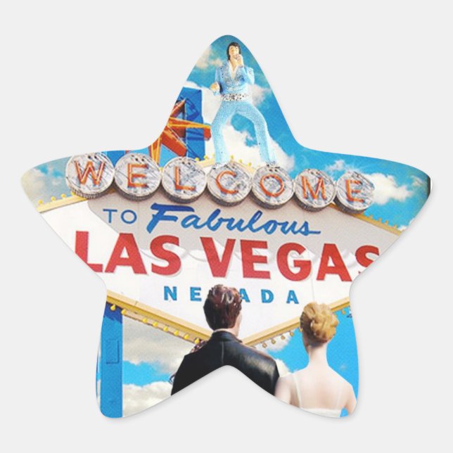 Pegatina En Forma De Estrella Invitación a la boda de Las Vegas (Anverso)