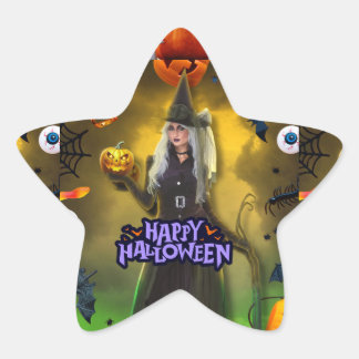 Pegatina En Forma De Estrella Invitación de cumpleaños de Halloween Espeluznante