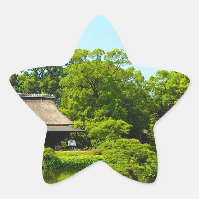 Pegatina En Forma De Estrella Jardín de Japón (Anverso)