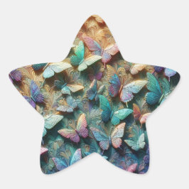 Pegatina En Forma De Estrella Jardín de Mariposas Irisadas