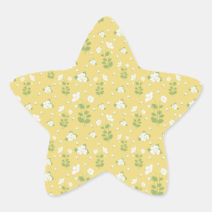 Pegatina En Forma De Estrella Jazmines con hojas, patrón sin soldadura