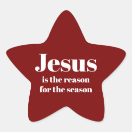 Pegatina En Forma De Estrella Jesús es la razón para los Navidades rojos de temp