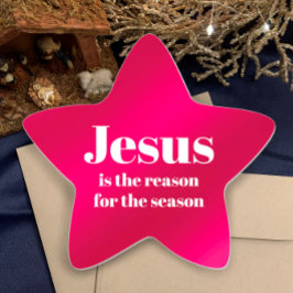 Pegatina En Forma De Estrella Jesús es la razón para los Navidades rojos de temp