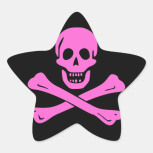 Pegatina En Forma De Estrella Jolly Roger Pink