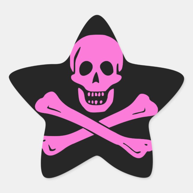Pegatina En Forma De Estrella Jolly Roger Pink (Anverso)