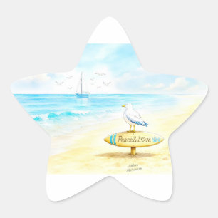 Pegatina En Forma De Estrella Jon Seagull - Paz y Amor