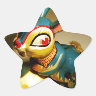 Pegatina En Forma De Estrella juguete de conejo y huevo amarillo de pascua