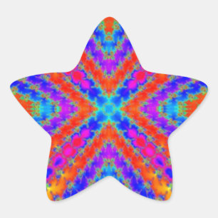 Pegatina En Forma De Estrella kaleidoscopio fractal colorido Arte