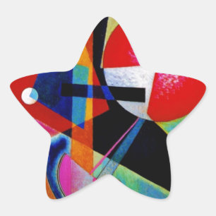 Pegatina En Forma De Estrella Kandinsky con pintura abstracta azul
