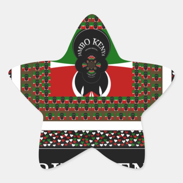 Pegatina En Forma De Estrella Karibu Kenia: Vibrante bandera nacional colorea Ha (Anverso)