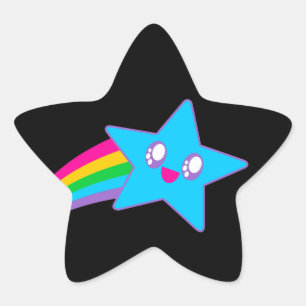 Pegatina En Forma De Estrella Kawaii Rave Neon Star Rainbow