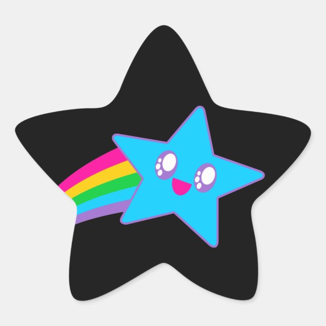 Pegatina En Forma De Estrella Kawaii Rave Neon Star Rainbow (Anverso)