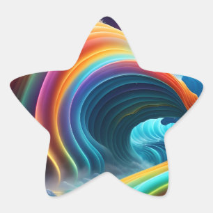 Pegatina En Forma De Estrella La brillante y brillante cascada arcoiris