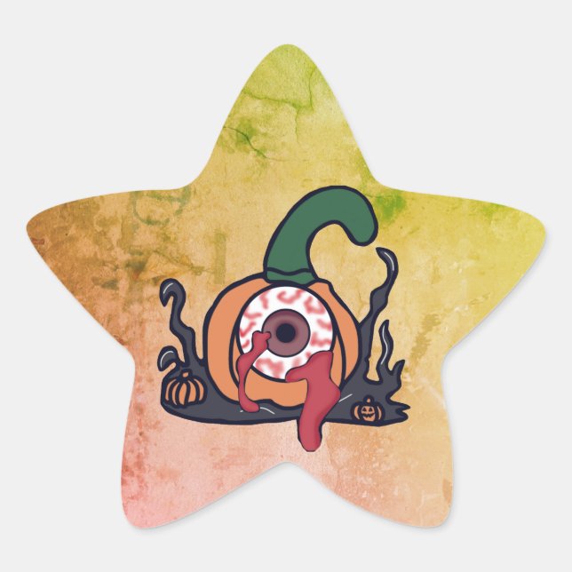 Pegatina En Forma De Estrella La Calabaza De Tiro Sangriento (Anverso)