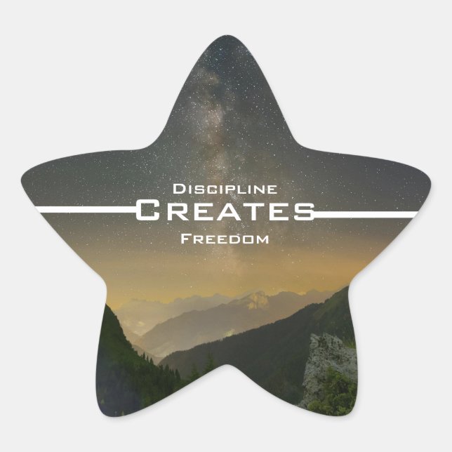 Pegatina En Forma De Estrella La disciplina crea libertad (Anverso)