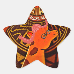 Pegatina En Forma De Estrella La elegante y divertida jirafa de estilo africano