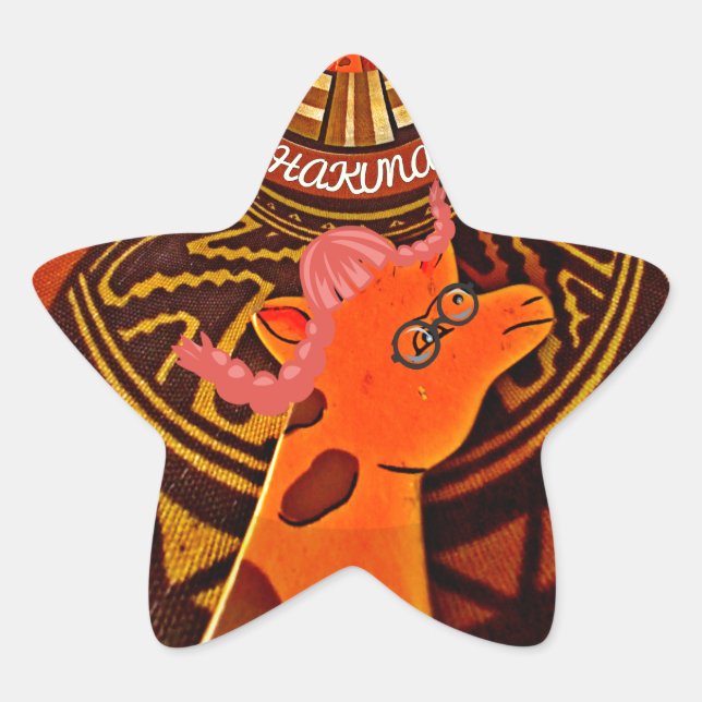 Pegatina En Forma De Estrella La elegante y divertida jirafa de estilo africano (Anverso)