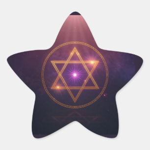 Pegatina En Forma De Estrella La estrella cósmica del equilibrio iluminado