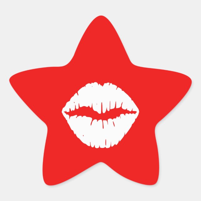 Pegatina En Forma De Estrella Labial rojo y blanco (Anverso)