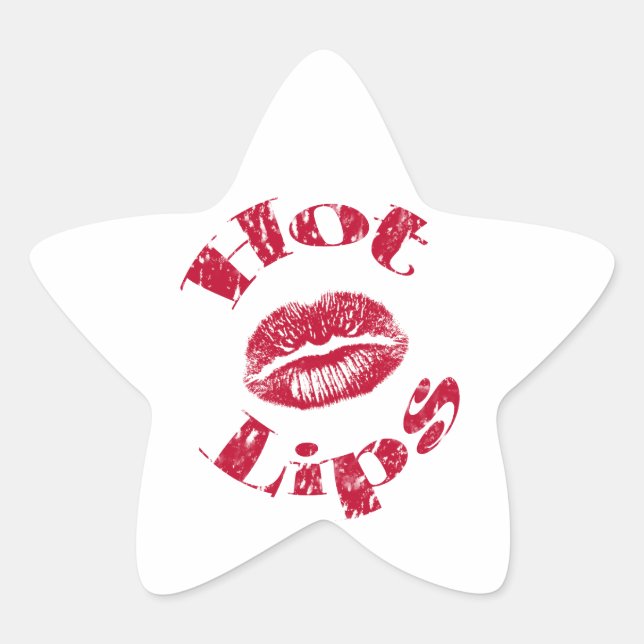 Pegatina En Forma De Estrella Labios calientes, labios rojos (Anverso)