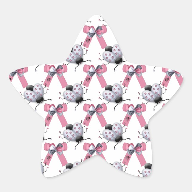 Pegatina En Forma De Estrella Lady Bugs y Bows (Anverso)