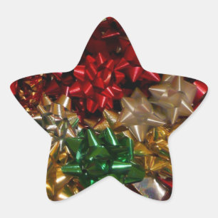 Pegatina En Forma De Estrella Lazos de Navidad Coloridos Festivos Fiesta