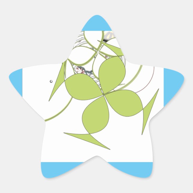 Pegatina En Forma De Estrella Leaf verde (Anverso)