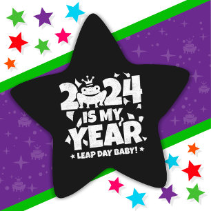 Pegatina En Forma De Estrella Leap Day Leaper 2024 es mi año 29 feb. cumpleaños