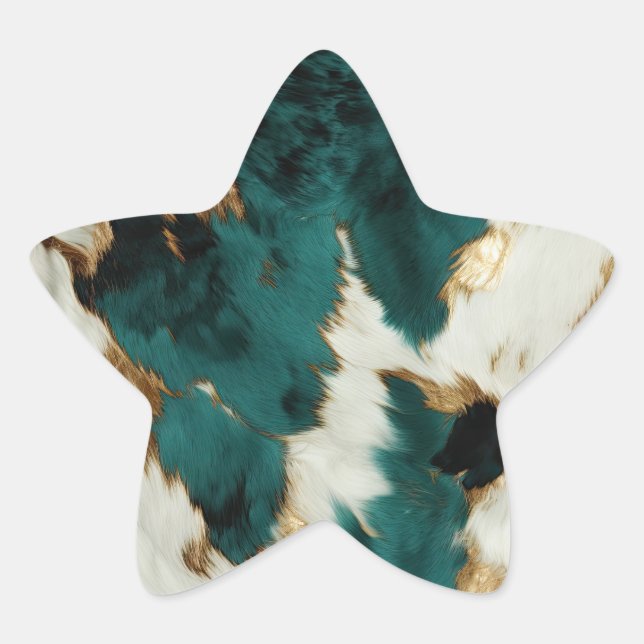 Pegatina En Forma De Estrella Leopardo de oro blanco verde (Anverso)
